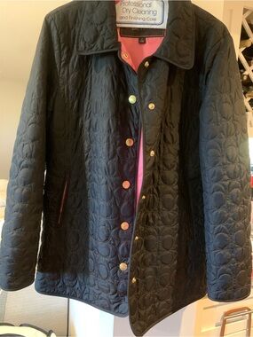 Coach Quilted Black Women's Jacket with Pink lining excellent condition